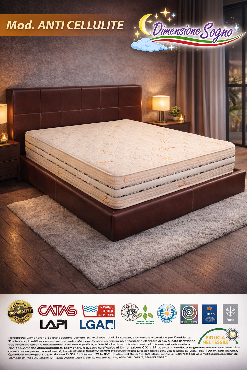 MATERASSO MATRIMONIALE ANTICELLULITE h 25 sfoderabile